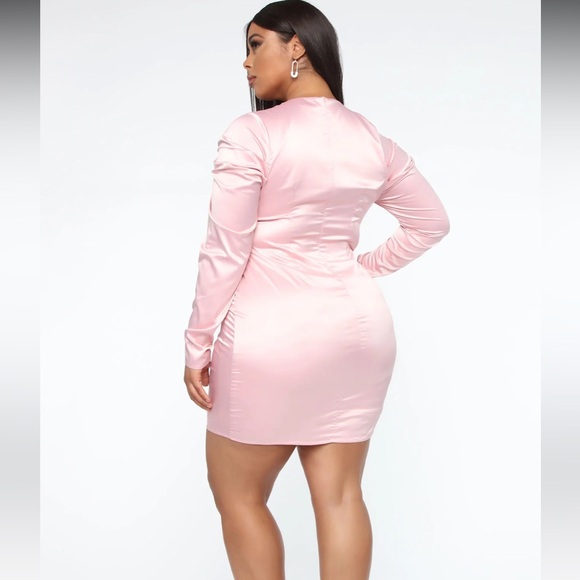 Satin Pink Mini Dress 2XL - Picture 3 of 3
